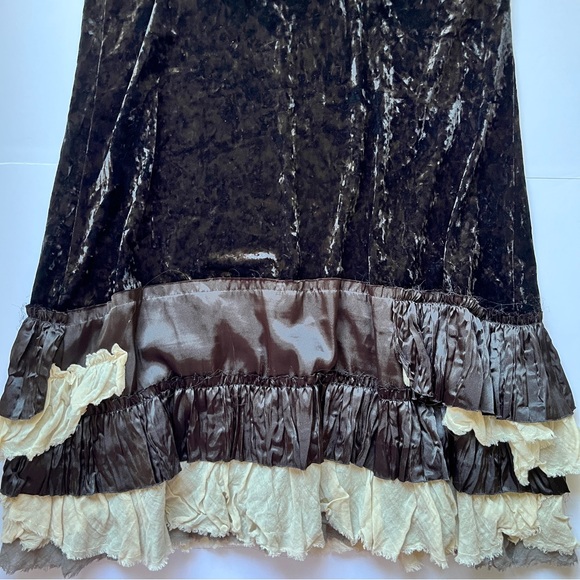 Free People Merries Crushed Velvet Tiered Dress Black Ruffle Racerback Tank Sz S - Picture 12 of 16